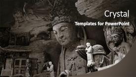  Presentation with world heritage - PPT theme consisting of dazu-rock-carvings background and a tawny brown colored foreground