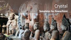  Presentation with world heritage - Presentation design featuring dazu-rock-carvings background and a gray colored foreground