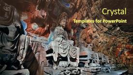  Presentation with world heritage - Cool new slides with dazu-rock-carvings backdrop and a tawny brown colored foreground