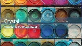  Presentation with water color - Amazing slide deck having dazzling - closeup of messy used water-color backdrop and a ocean colored foreground