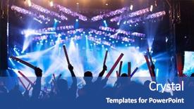  Presentation with light and people - Presentation theme consisting of dazzling - crowded people and colorful light background and a teal colored foreground