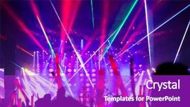  Presentation with light - PPT theme consisting of dazzling - crowded people and colorful light background and a purple colored foreground