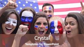  Presentation with usa soccer - Colorful presentation theme enhanced with dazzling - group of happy usa soccer backdrop and a violet colored foreground