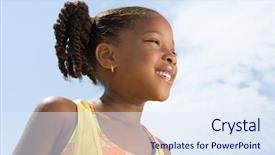  Presentation with company profile potrait - Audience pleasing presentation consisting of dazzling - profile of a girl backdrop and a sky blue colored foreground