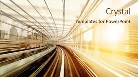  Presentation with tunnel - Theme featuring dazzling - train moving in tunnel background and a cream colored foreground