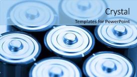  Presentation with batteries - PPT layouts consisting of close up shot of many alkaline batteries background and a light blue colored foreground