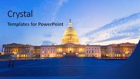  Presentation with congress - PPT theme with dc sunset at us congress background and a light blue colored foreground