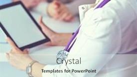  Presentation with physician - Cool new theme with dctor-and-patient-sitting backdrop and a sky blue colored foreground