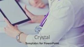  Presentation with physician - PPT theme featuring dctor-and-patient-sitting background and a light gray colored foreground