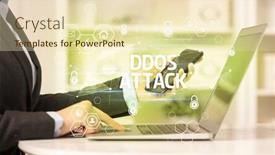  Presentation with data protection - Theme consisting of ddos-attack-inscription-on-laptop background and a lemonade colored foreground