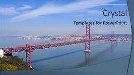  Presentation with crossing bridge - Colorful PPT theme enhanced with de abril bridge in lisbon backdrop and a light blue colored foreground