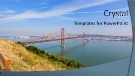  Presentation with crossing bridge - Colorful PPT theme enhanced with de abril bridge in lisbon backdrop and a light blue colored foreground