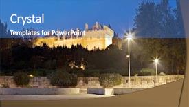  Presentation with night sky plane view - Presentation theme with de bragana palace in guimaraes background and a teal colored foreground