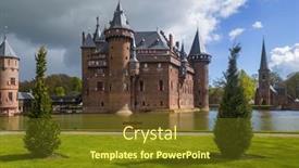  Presentation with castle - Colorful PPT theme enhanced with de-haar-castle-near-utrecht backdrop and a tawny brown colored foreground