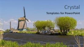  Presentation with windmill - Slides featuring de-kaagmolen-windmill-near-alkmaar background and a light blue colored foreground