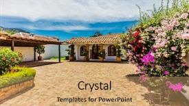  Presentation with colombia - Colorful slides enhanced with traditional house of villa de leyva boyaca in colombia south america backdrop and a coral colored foreground