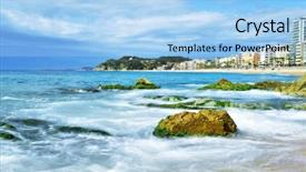  Presentation with view of frankfurt am main - Slide deck with de mar and the main background and a light blue colored foreground