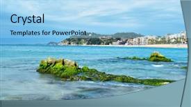  Presentation with view of frankfurt am main - Colorful theme enhanced with de mar and the main backdrop and a light blue colored foreground