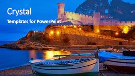  Presentation with sunset beach - Slide deck having de mar sunset in costa background and a  colored foreground