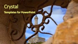  Presentation with lighthouse beacon - Colorful PPT theme enhanced with de palos lighthouse near manga backdrop and a wine colored foreground