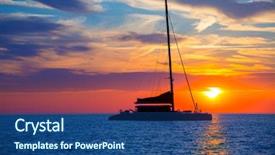  Presentation with sailboat - Slide deck consisting of de portmany catamaran sailboat sunset background and a ocean colored foreground