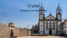  Presentation with 18th century - Slide deck having de rendufe monastery 18th century background and a light blue colored foreground