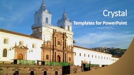  Presentation with san francisco - Presentation theme with quitar - iglesia de san francisco quito background and a teal colored foreground