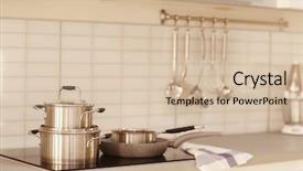  Presentation with electric - Audience pleasing PPT theme consisting of de table du maitre - cookware on electric stove backdrop and a lemonade colored foreground