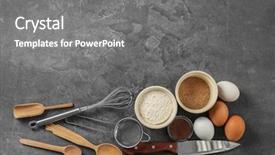  Presentation with kitchen utensils - Audience pleasing theme consisting of de table du maitre - set of kitchen utensils backdrop and a gray colored foreground