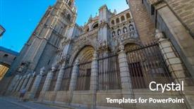  Presentation with spanish style - Slides with de toledo facade spanish church background and a dark gray colored foreground