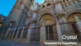  Presentation with spanish style - PPT theme having de toledo facade spanish church background and a dark gray colored foreground