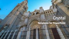  Presentation with spanish style - Audience pleasing slides consisting of de toledo facade spanish church backdrop and a gray colored foreground