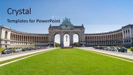  Presentation with brussels - Audience pleasing slides consisting of de triomphe in brussels belgium backdrop and a light blue colored foreground