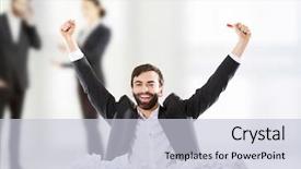  Presentation with dirty sheets - Colorful presentation enhanced with deases - successful man with paper sheets backdrop and a lemonade colored foreground