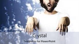  Presentation with sky blue - Beautiful slides featuring dead alive - young man imitating a zombie backdrop and a light blue colored foreground