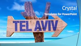  Presentation with beach - Amazing slide set having dead arrival - tel aviv wooden sign backdrop and a cobalt blue colored foreground