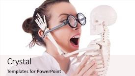  Presentation with skeleton - Colorful PPT theme enhanced with dead body - doctor with skeleton on white backdrop and a lemonade colored foreground