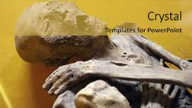  Presentation with egyptian - Presentation featuring dead body - egyptian mummy background and a gold colored foreground