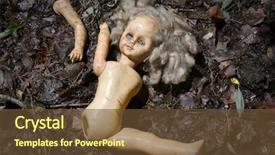  Presentation with blue eyes - Audience pleasing PPT theme consisting of dead body - partitioned blonde doll with blue backdrop and a tawny brown colored foreground