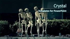  Presentation with skeletons - Presentation design enhanced with dead body - walking skeletons background and a wine colored foreground