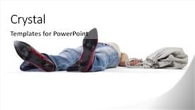  Presentation with faint - PPT theme having dead body - woman in a faint lying background and a white colored foreground
