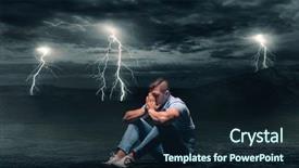  Presentation with desert - PPT theme with dead bolt - young man sitting background and a wine colored foreground