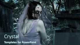  Presentation with cemetery - Beautiful PPT theme featuring dead bride night cemetery on background backdrop and a ocean colored foreground
