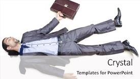  Presentation with wanted dead or alive - Colorful slides enhanced with dead businessman on the floor backdrop and a white colored foreground