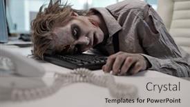  Presentation with zombie - Cool new slides with dead-businessman-with-zombie-body backdrop and a light gray colored foreground