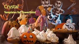  Presentation with sweets - Slides having dead children - sweets for halloween party background and a tawny brown colored foreground