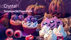  Presentation with diner party - Cool new slides with dead children - sweets for halloween party backdrop and a violet colored foreground