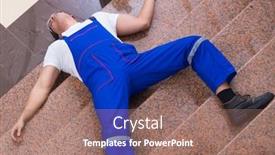  Presentation with contractor - Beautiful slide deck featuring dead contractor worker felling off the stairs backdrop and a coral colored foreground