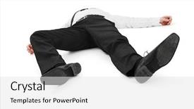  Presentation with end - PPT layouts consisting of dead end - businessman lay on the ground background and a light gray colored foreground