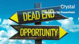  Presentation with opportunity - PPT theme with dead end - opportunity signpost background and a teal colored foreground